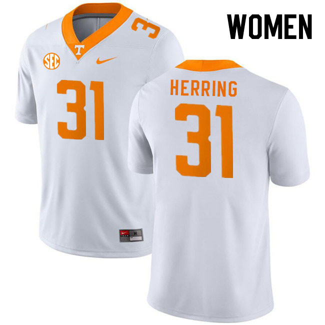 Women #31 Caleb Herring Tennessee Volunteers College Football Jerseys Stitched Sale-White - Click Image to Close